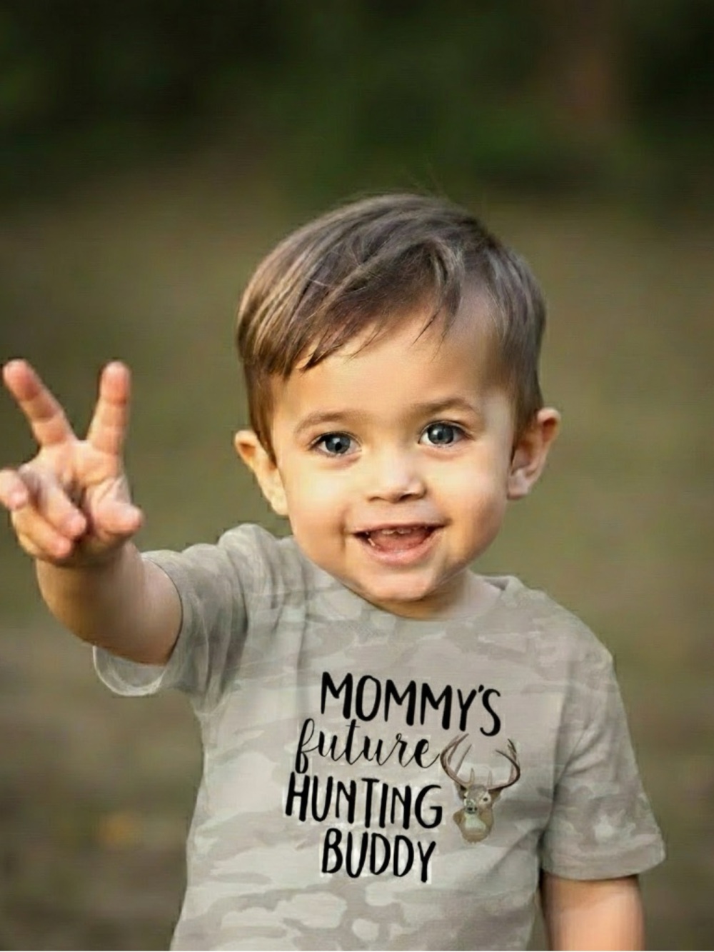 Custom Gender Neutral Unisex Mommy’s  Future Hunting Buddy Camo toddler t shirt
